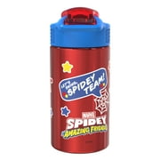 Zak Designs 15.5 oz Kids Water Bottle Stainless Steel with Push-Button Spout and Locking Cover, Marvel Spider-Man