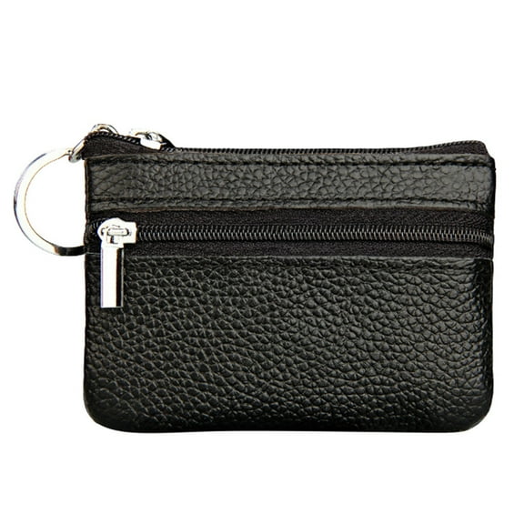 Mepaouo Small Wallet for Women Minimalist Coin Clutch Purse Zipper Keychain Credit Card Holder Black