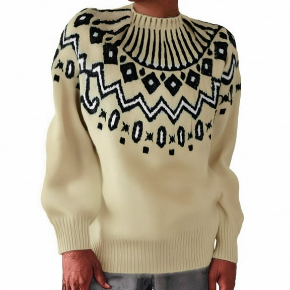 Bovemsi Womens Sweaters Cozy Women's Retro Art Printed Comfortable Casual Knitted Round Neck Pullover Business Casual Sweaters