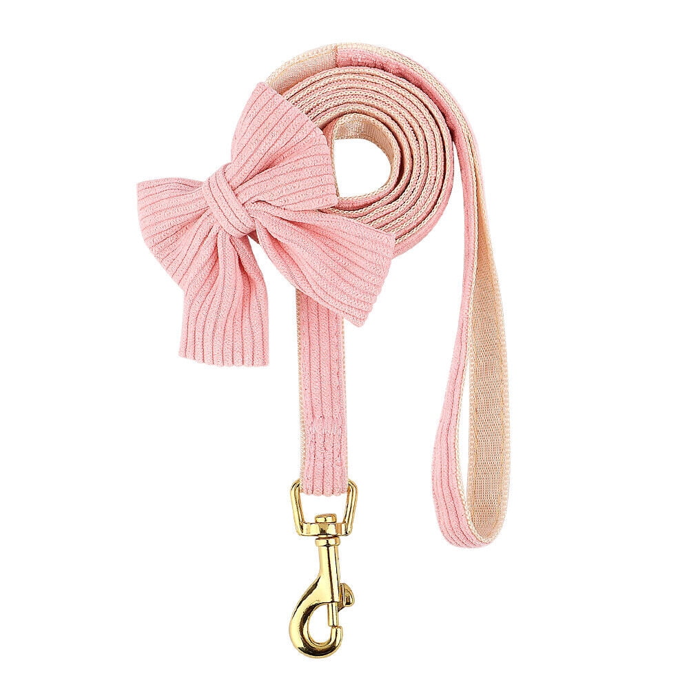 Didog Cute Bowknot Dog Collar and Soft Walking Harness and 5ft Leash set for Extra Small and Small Breeds Shih Tzu Yorkshire