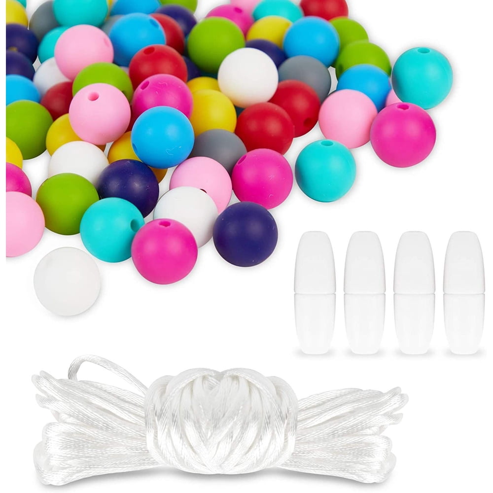 100 Pieces Silicone Beads Set 7.6mm for DIY Jewelry Craft Making