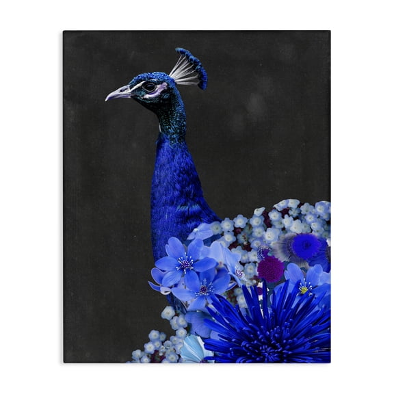Stupell Industries Bohemian Vibrant Blue Floral Peacock Canvas Art, 24 x 30, by Alicia Longley