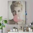 thumbnail image 4 of Pink Bubble Gum Girl Canvas Art Print，Suitable for Living Room， Bedroom， Bathroom， Office， and Hallway Decoration., 4 of 8