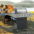 thumbnail image 5 of Barara King BBQ Grill with Side Burner and 37,000 BTU, Outdoor Camping Grill with 3 Burner for Outdoor Cooking, Patio, Black and Silver, 5 of 8