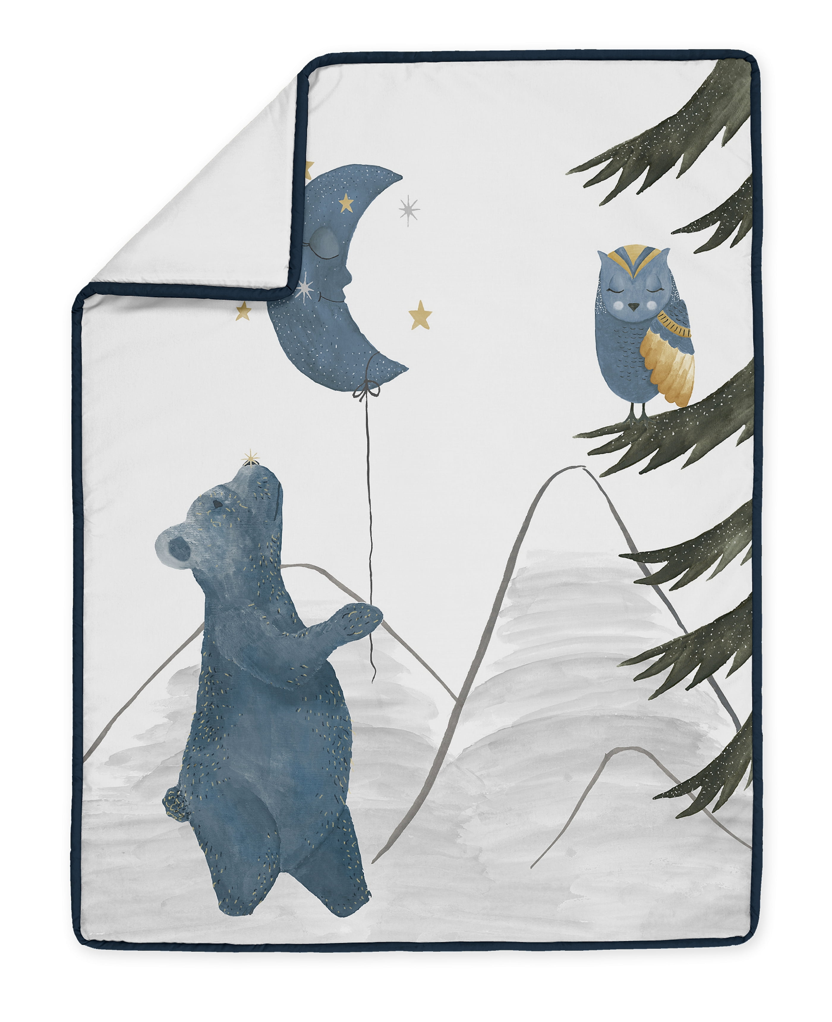 Moon Bear Blue Gold 4 Piece Microfiber Crib Bedding Set by Sweet