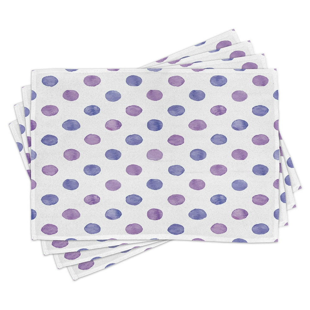 Purple Placemats Set of 4 Watercolor Paint Style Nostalgic Retro Style
