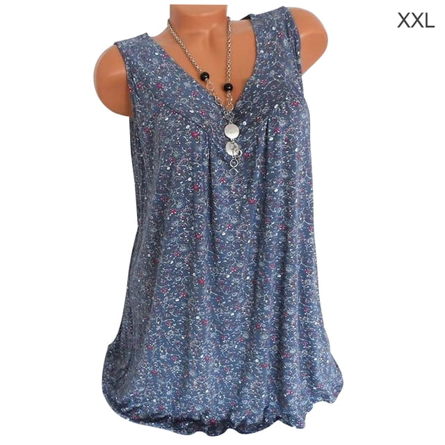 Camiseta sin mangas con cuello en V sin mangas, chaleco holgado para mujer, camiseta de verano, azul oscuro, XXL Speravity AP001998-29