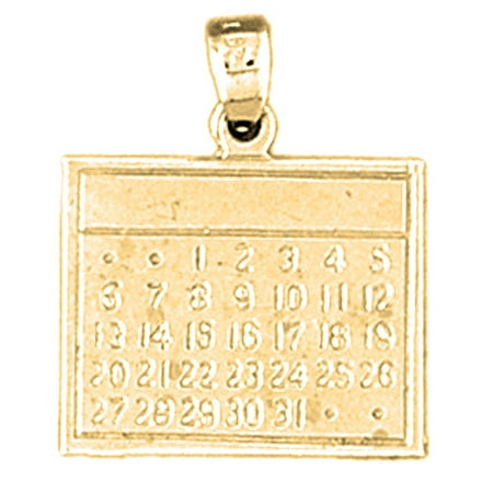 18K Yellow Gold Calendar Pendant - 22 mm
