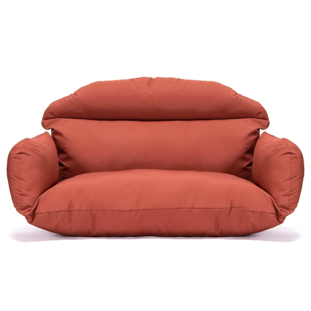 LeisureMod All Weather 2 Person Outdoor Hanging Egg Chair Cushion, Orange