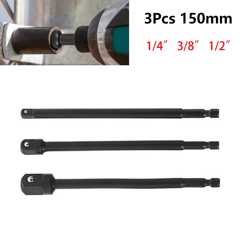3pc Locking 1-4" Drive Hex Shank Impact Adapter Extension Set 78103 Med Ast 78103