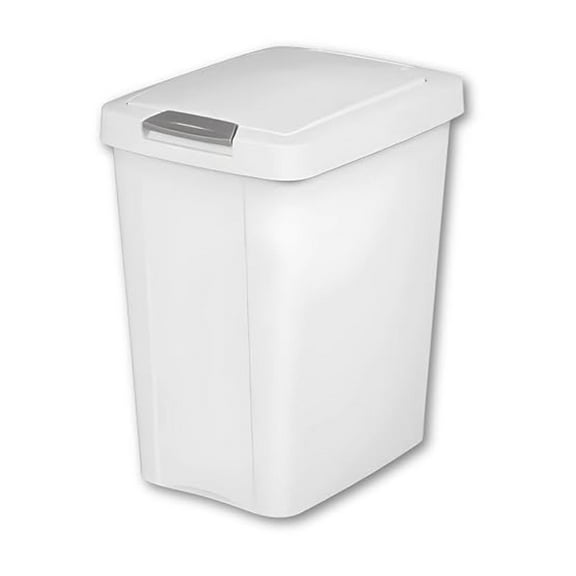 NBBNHH 7.5 Gallon White Wastebasket with Touch-Open Lid: Ideal Office Trash Can, Under Sink Trash Can, Or Garbage Can with Lid for Kitchen, Bathroom, Mudroom