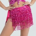 thumbnail image 2 of QATAINLAV Women's Sequin Tassel Skirt Wrap Belly Dance Sparkling Skirts Fringe Hip Scarf for Festival Wedding Party, Hot Pink,, 2 of 5