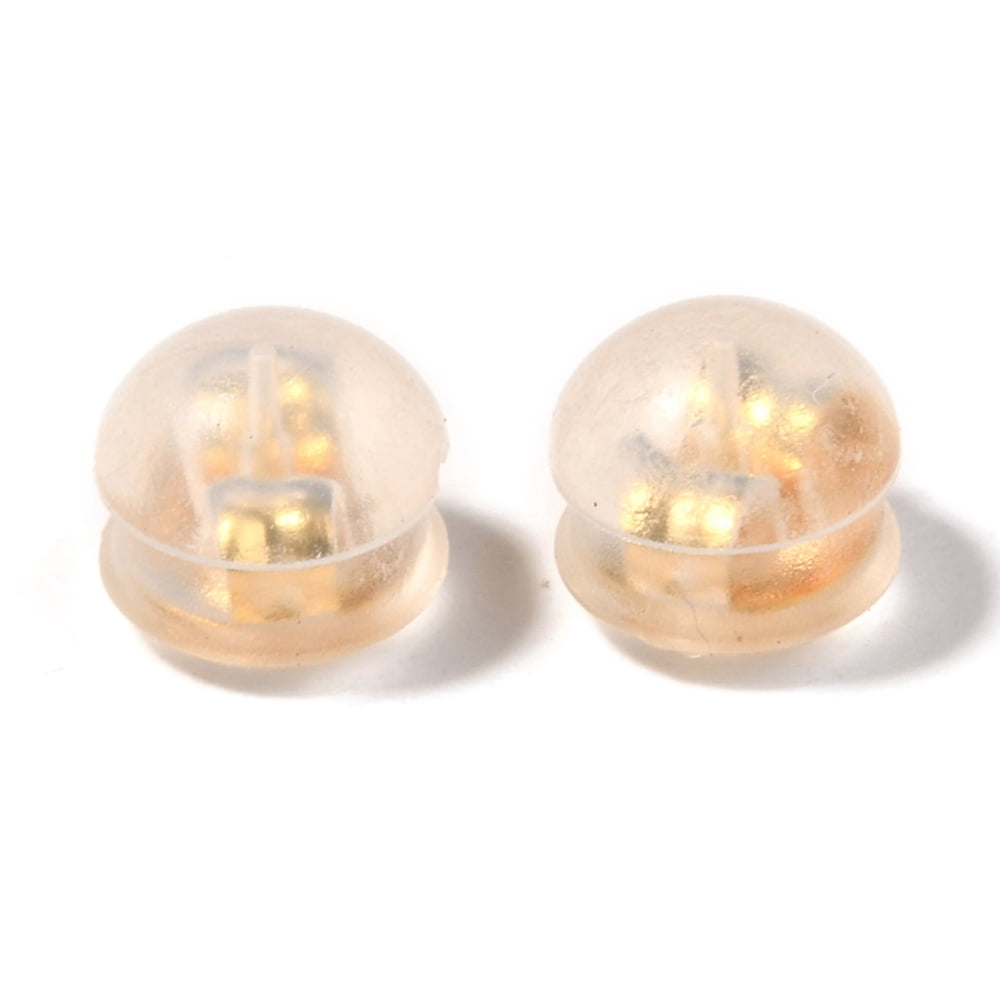 300pcs 316 Surgical Stainless Steel Ear Nuts with TPE Plastic Findings Earring Backs Half Round/Dome golden 4.5x5mm