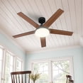thumbnail image 2 of Dextrus 52" Ceiling Fan with Light and Remote Control, Modern Ceiling Fan with 6-Speed Quiet  DC Motor 5 Fan Blades - Black & Walnut, 2 of 12