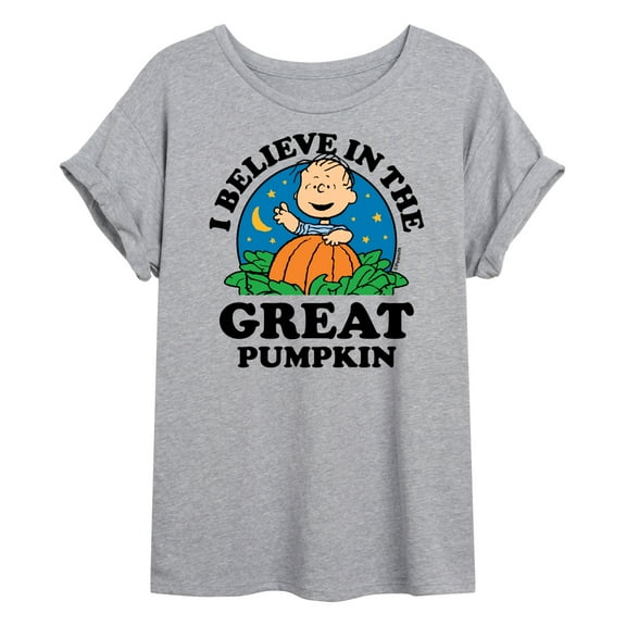 Peanuts - I Believe In The Great Pumpkin - Juniors Ideal Flowy Muscle T-Shirt