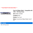 thumbnail image 2 of Front Left Wiper Blade - Compatible with 1993 - 1997 Geo Prizm 1994 1995 1996, 2 of 2