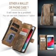 thumbnail image 3 of JTCASES for iPhone 7/8/SE Wallet Case with Zipper Purse Card Holders Flip Stand Wrist Strap Magnetic Closure PU Leather Anti-scracth Support Wireless Charging Drop Resistant Business Shell, Brown, 3 of 10