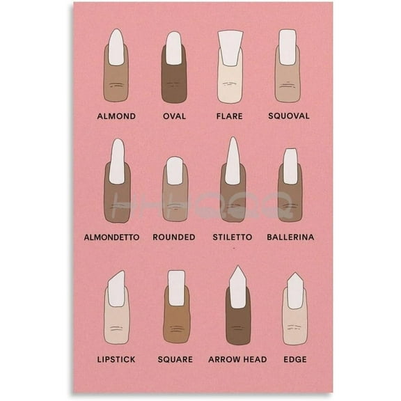 Manicure Salon Poster Nail Type Guide Chart (9) Canvas Painting for Living Room Bedroom Decor