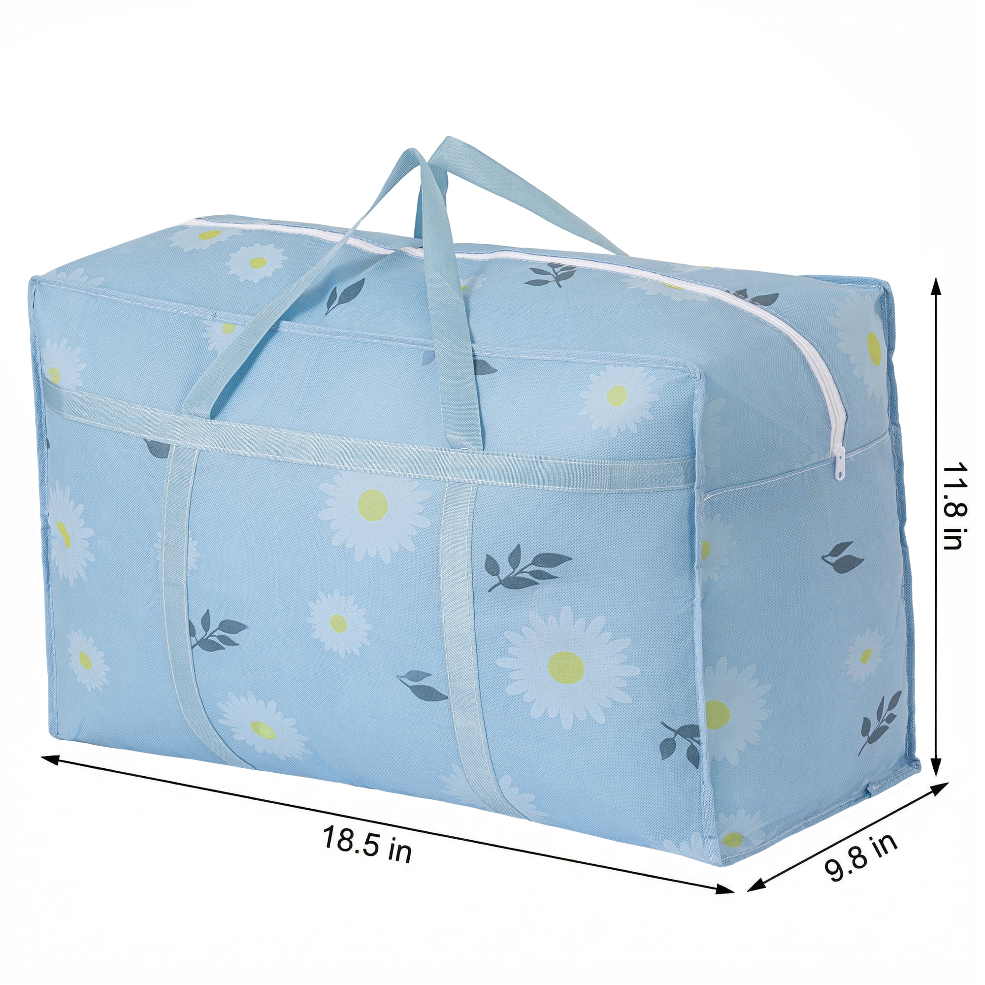 Unique Bargains Foldable Storage Bags for Organizing Livingroom Blue 18.5"x9.8"x11.8"