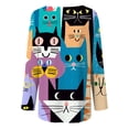 thumbnail image 3 of CLOOCL Plus Size Women T-Shirts Cartoon Cats Printed Scoop Hem Top Vintage Pullover Tees, 3 of 6