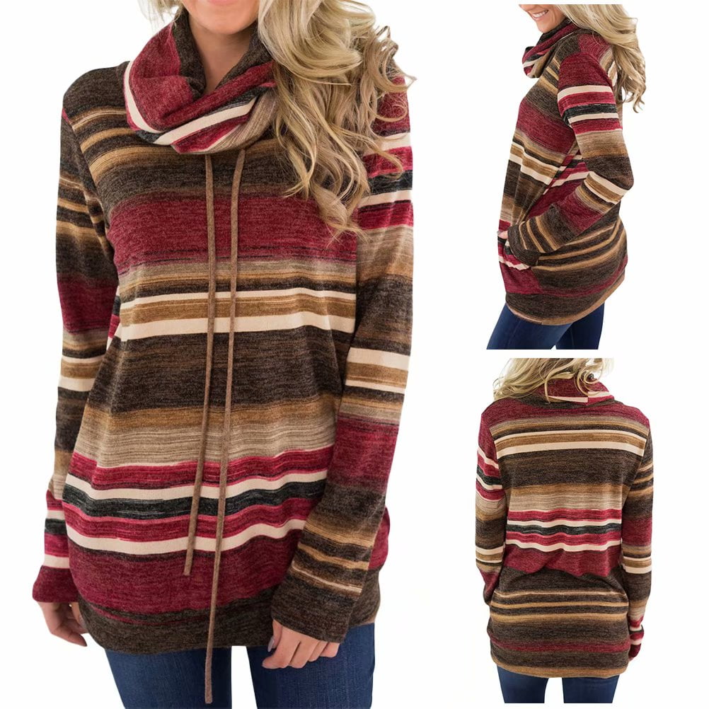 Wofupowga Womens Casual Cowl Neck Cape Loose Tunic Pullover Sweatshirts