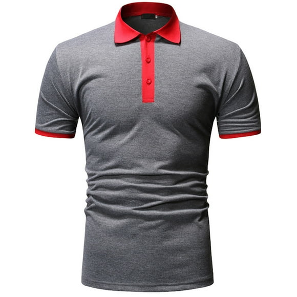 Hommes T-shirt Mode Été Revers Manches Courtes Tops Casual Mince Contraste Couleur Respirante T-shirt