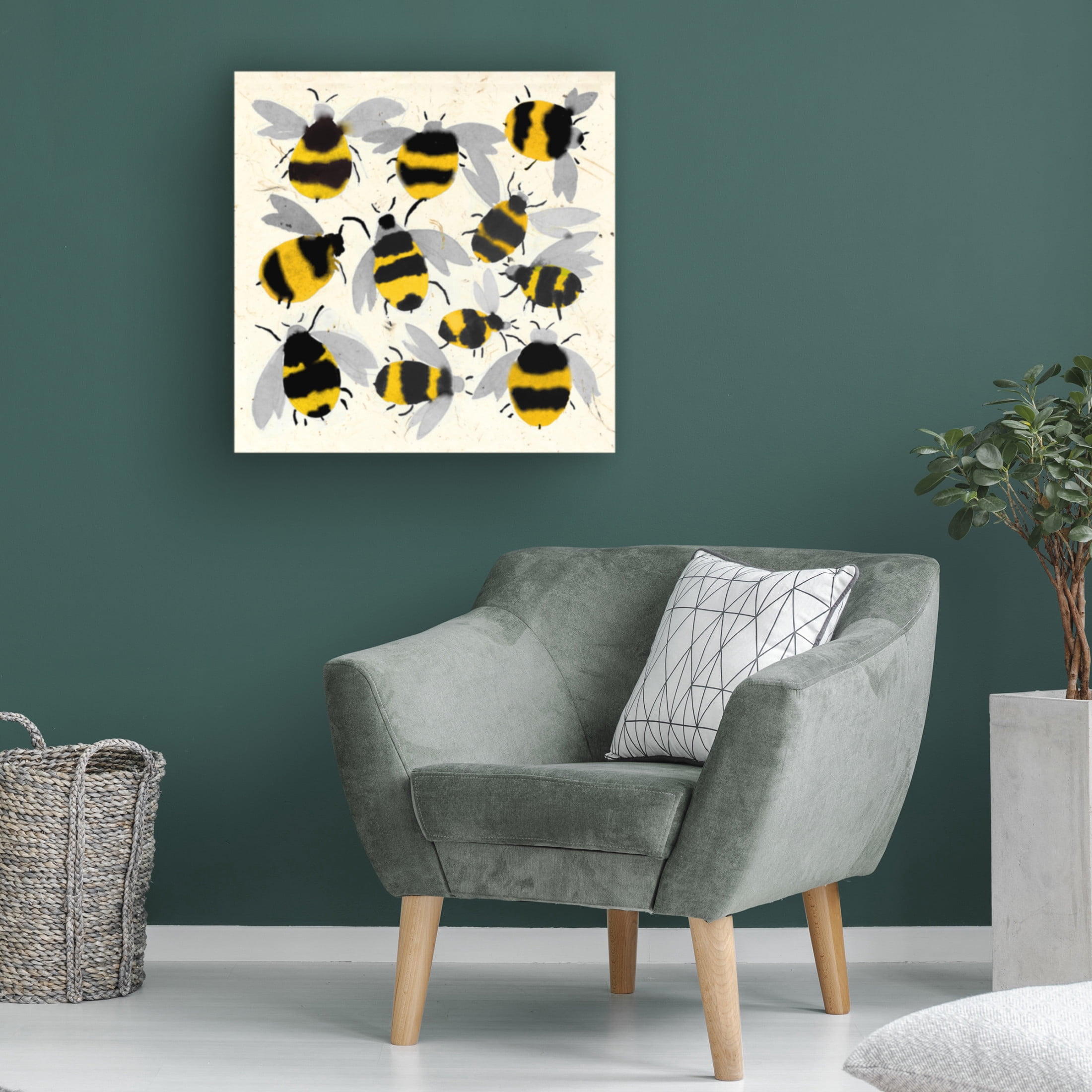 Jenny Frean 'Inky Bees' Canvas Art - 18 x 18 Inches