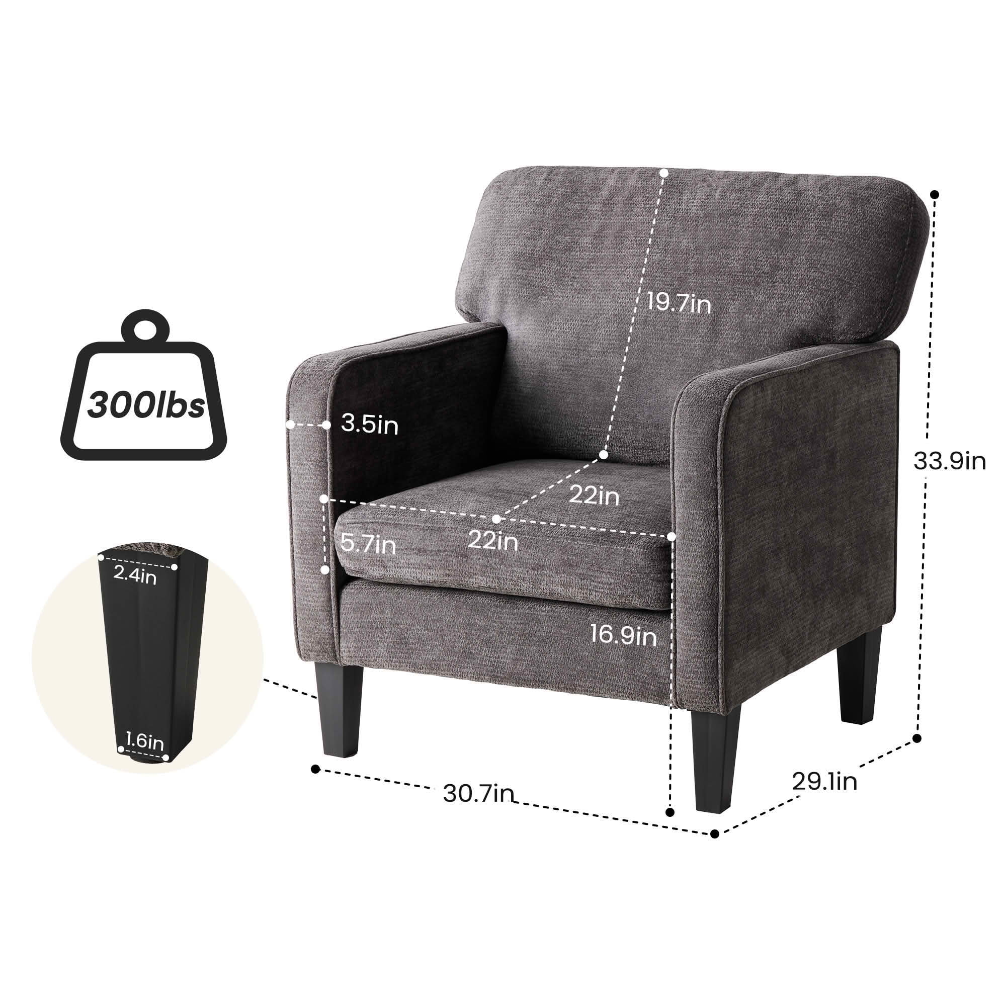 MAYEERTY Reading Chair with Armrest and Backrest Comfy Lounge Chair for Bedroom Waiting Room Reception Room