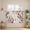 thumbnail image 3 of Eucalyptus Leaves Tier Curtains, Brown Spring Botanical Aesthetic Light Filtering Kitchen Curtains, 2Pcs Rod Pocket Half Window Treatments Panels for Sink Cafe Cabinet Basement 27.5x45 Inches, 3 of 9