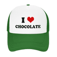 thumbnail image 2 of I Heart Chocolate Love Food Funny Trucker Hat Baseball Cap Unisex Green, 2 of 5