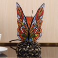 thumbnail image 3 of Bieye L10043 Butterfly Tiffany Style Stained Glass Accent Table Lamp (Multi-Colored F), 3 of 5