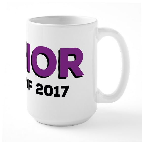 CafePress - Senior Class 2017 Purple Large Mug - 15 oz Ceramic Large White Novelty Mug