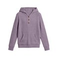 thumbnail image 5 of asjyhkr Girls Knitted Hoodies Long Sleeve Pullover Ribbed Soft Comfy Everyday Wear Teens 1/4 Button Fall Fashion Tops(5-6 Years,Purple), 5 of 7
