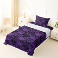 thumbnail image 5 of Homewish Spooky Halloween Skull Twin Sheets,Victorian Damask Bedding,Purple Black,3-Piece,1 Fitted Sheet and 1 Pillowcase, 5 of 6
