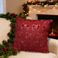 thumbnail image 2 of SLYNSHome Throw Pillow Covers 18 x 18 Inch,Gold Foil Print Bow Design,Red Glitter Bowknot Cushion Case Luxury Decoration for Sofa Couch Home, 2 of 7