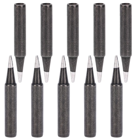 Riousery 10Pcs Inner Heating Soldering Iron Tips Replacement D-Series Welding Parts 900M-T-1.2D Oxygen-Free Copper Black For 936 937 Soldering Stations