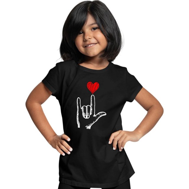 Go All Out I Love You Hand with Heart Valentine's Mens Toddler Women Youth T-Shirt