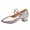 Silver, variant on Women's Heel Bridal Dancing Shoes PU Upper Buckle Detail Round Toe Elegant Block Heel Pumps for Wedding Party Casual Wear