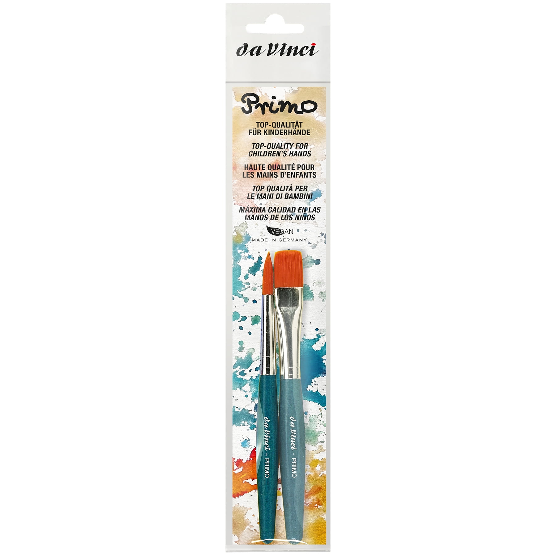 da Vinci PRIMO Preschool Brushes, Synthetics, Tempera, Blue Handles, Assorted Sizes, 2 Per Set, 2 Sets