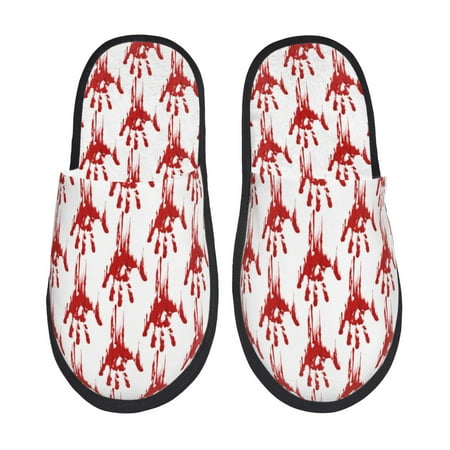 

Tideii Red Bloody Scary Hands for Home Indoor Cotton Slippers Autumn and Winter EVA Plush Slippers Household Supplies Unisex-Medium