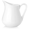 thumbnail image 1 of Crema de cerámica de 12 onzas con asa, jarra de leche de café blanco, soporte para recipientes de porcelana para salsas, ensalada, café, leche, microondas y congelador (12 onzas, juego/1), 1 of 4