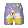 thumbnail image 4 of Lsque Mens Swim Trunks Corgi Washing in Bathtub Pattern - Bathing Suit Compression Liner - Beach Swim Shorts Swimwear - (S-3XL) - Stretch Quick Dry -3X-Large, 4 of 9