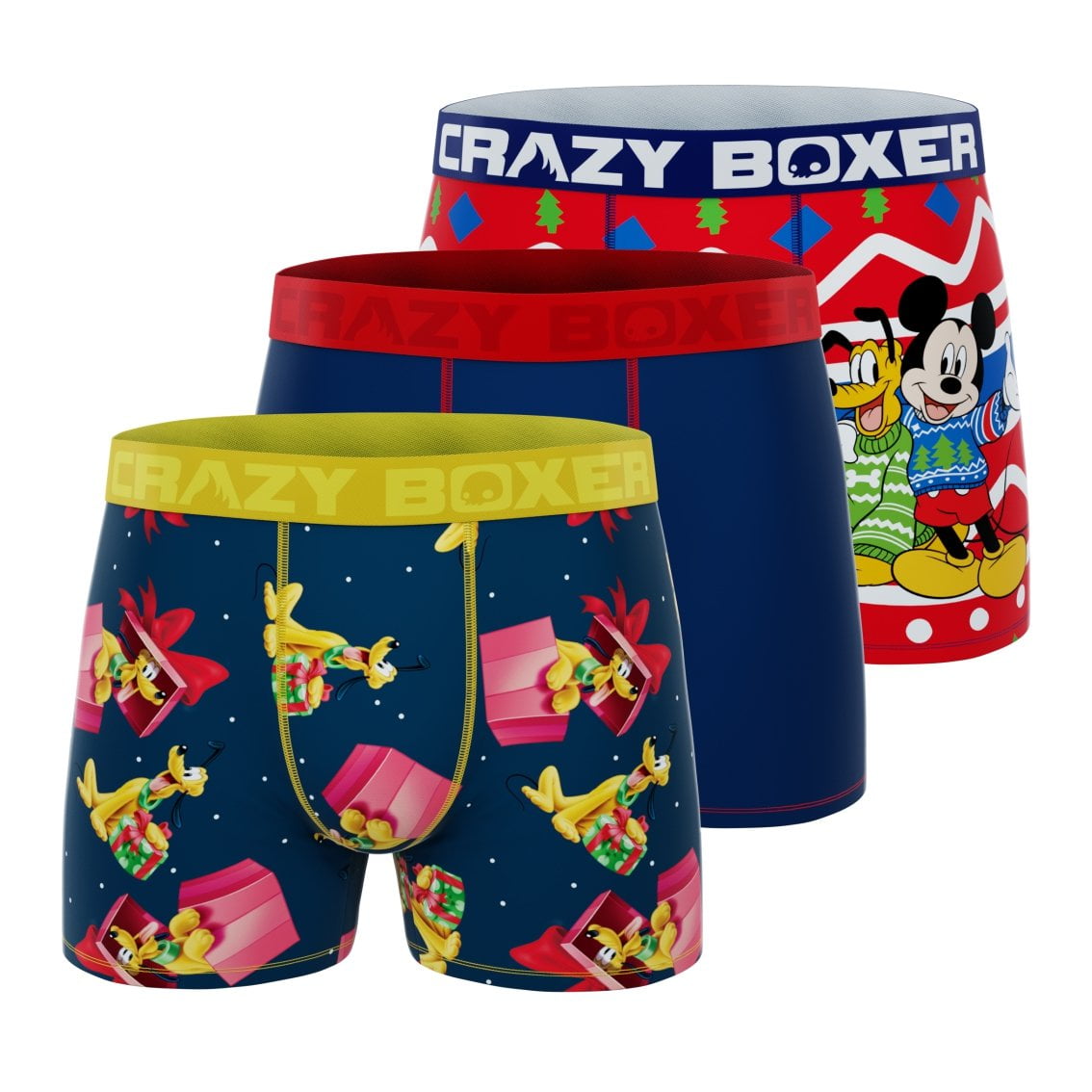 CRAZYBOXER Disney Mickey and Pluto Xmas Male Boxer Briefs 3 pack ...
