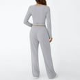 thumbnail image 4 of FUNUONY Women's 2 Piece Sets Fall Outfits Long Sleeve Wide Leg Tracksuits Casual Lounge Set Matching Sets Two Piece Sets Long Sleeve Crop Tops Matching Sets Travel Outfits Light Ashy S, 4 of 6
