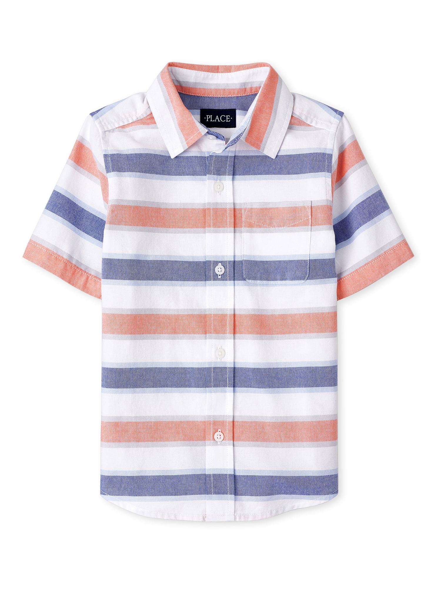 The Children's Place Boys Short Sleeve Stripe Button Down Shirt, Sizes