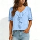 thumbnail image 2 of Camisas de Manga Corta para las Mujeres Blusa de Suéter de Cuello en V Casual para las Mujeres, Top de Estiramiento Suave para Uso Diario Y de Fiesta, 2 of 7