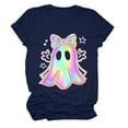 thumbnail image 4 of enyan Funny Halloween Tshirts Printing Crew Neck Shirt Funny Family Party Celebration Short Sleeve Tee Cute Ghost Pumpkin Graphic Graphic Tops Navy,L, 4 of 5
