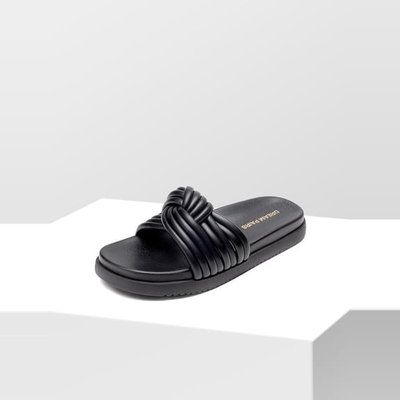 DREAM PAIRS Women's Knotted Slide Sandals – Comfortable Slip-On Summer Flat Sandals