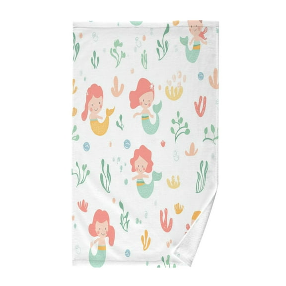 Mermaid Pattern Design Single Pack 100% Cotton Bath Towel (16'' x 28'') Soft, Highly Absorbent, Ideal for Bathroom, Gym, Beach