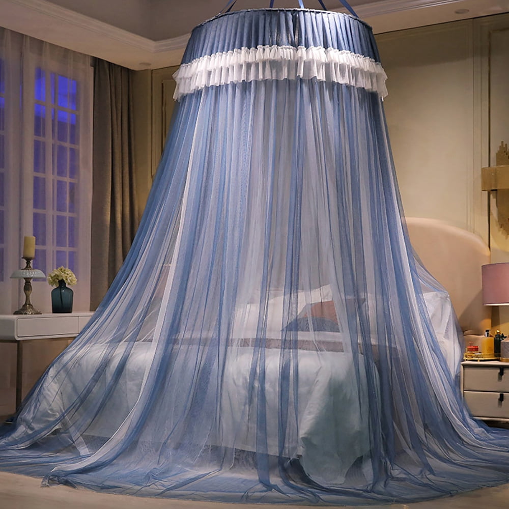 Kadahis Bed Canopy for Girls & Adults, Elegant Double Layer Bed Curtain Canopy Drapes, Round Dome Lace Princess Canopies Netting